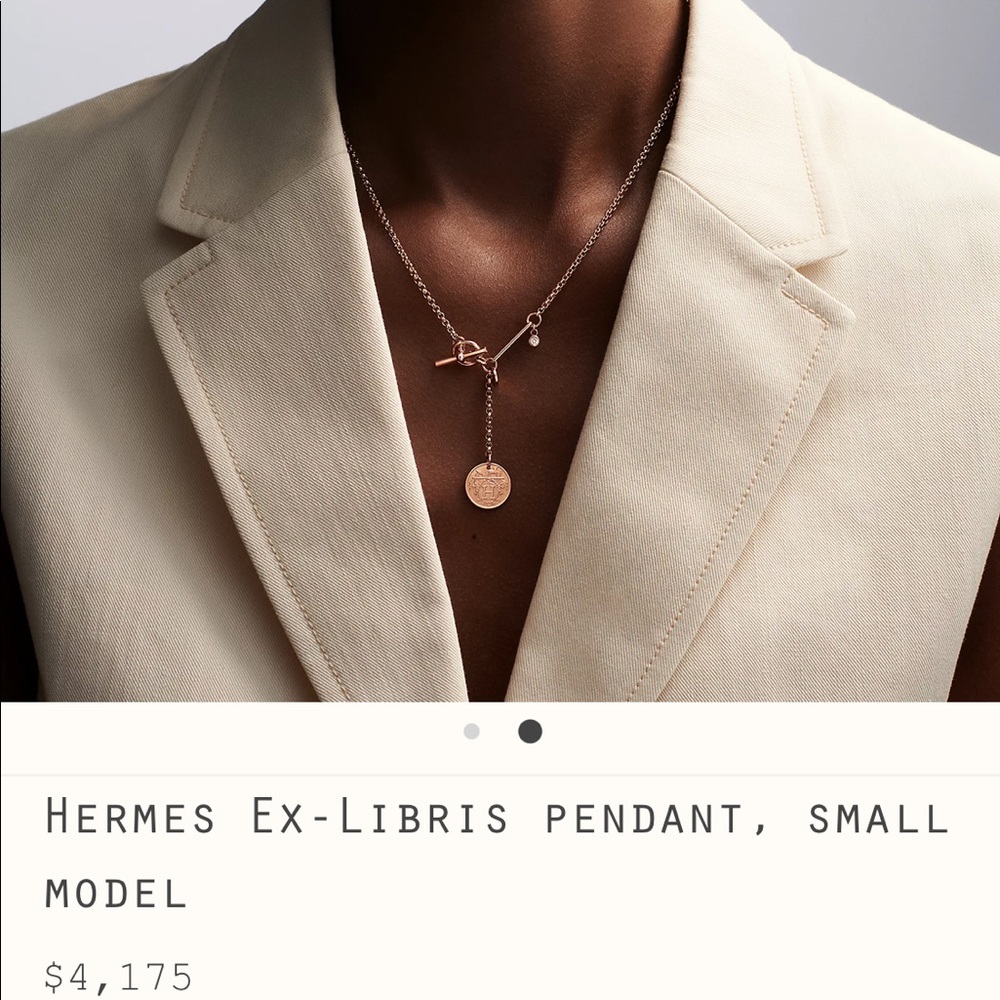 Hermes rose gold Ex-libris necklace - Picture 2 of 2